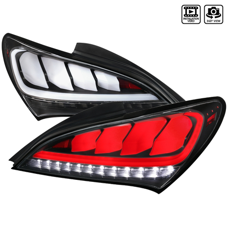 SPEC-D TUNING 10-15 Hyundai Genesis 2Dr LED Tail Lights Matte Black With Sequential LT-GENS210JMLED-TM